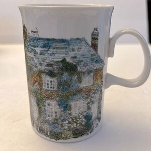 Dunoon Scotland Cottage Coffee Mug cat and squirrel on roof